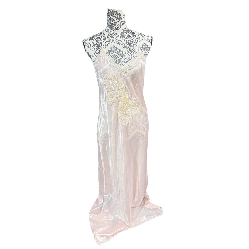 Victorias Secret Pink And Gold Vintage Lace Night Gown Slip 🤍